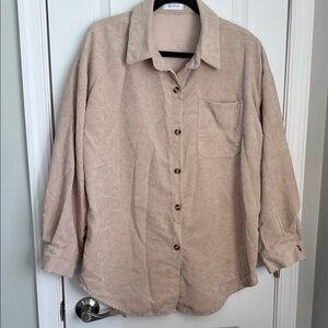 Casual Beige Corduroy Shirt